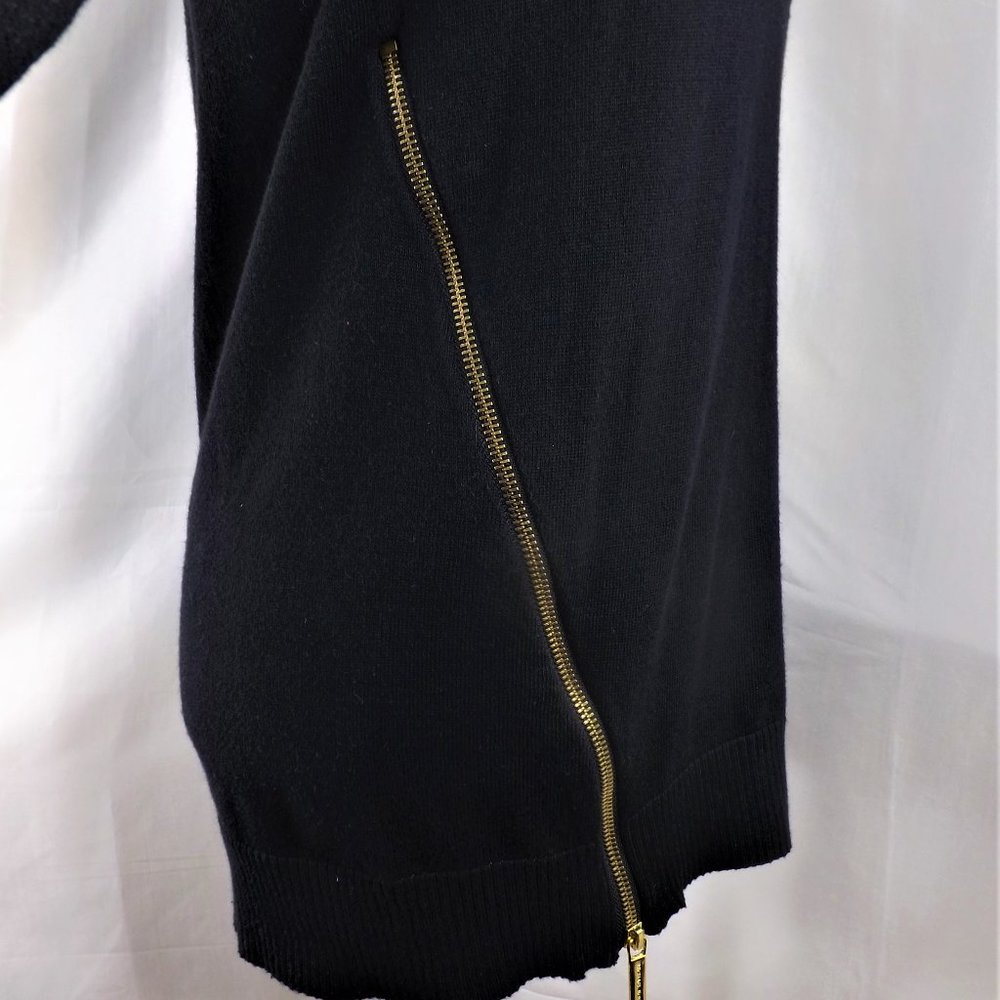 MICHAEL Michael Kors Brown Cotton w Angora Side Zippers V-Neck Sweater Top M - Picture 12 of 15